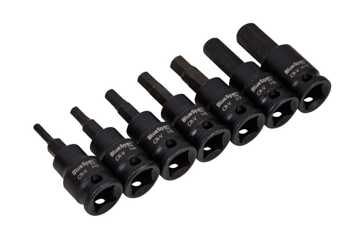 Impact Hex Bit Socket Set 3/8" Drive Allen Sockets Short 3MM - 10MM Tools Steel - SBW Trading Limited