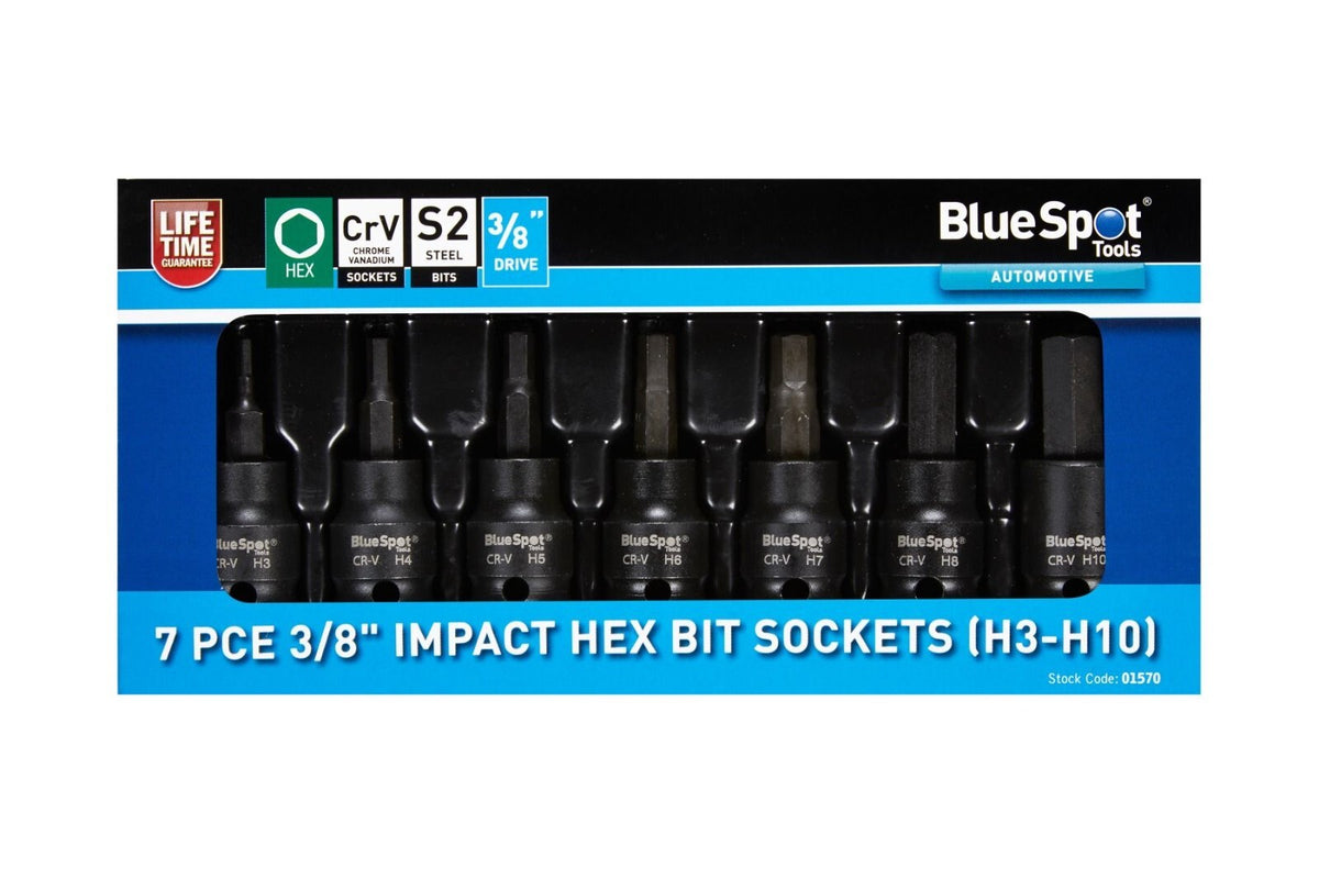 Impact Hex Bit Socket Set 3/8" Drive Allen Sockets Short 3MM - 10MM Tools Steel - SBW Trading Limited