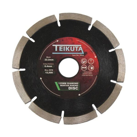 TEIKUTA DIAMOND MORTAR RAKING DISC 125 X 7 X 6.4 X 22.2MM - SBW Trading Limited