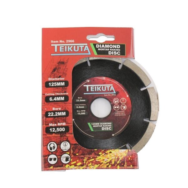 TEIKUTA DIAMOND MORTAR RAKING DISC 125 X 7 X 6.4 X 22.2MM - SBW Trading Limited