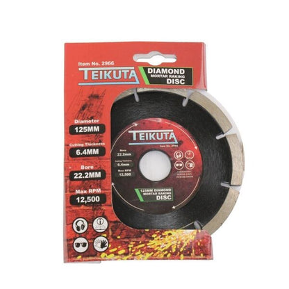 TEIKUTA DIAMOND MORTAR RAKING DISC 125 X 7 X 6.4 X 22.2MM - SBW Trading Limited