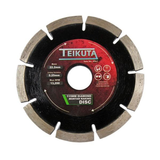 TEIKUTA DIAMOND MORTAR RAKING DISC 115 X 7 X 5.25 X 22.2MM - SBW Trading Limited