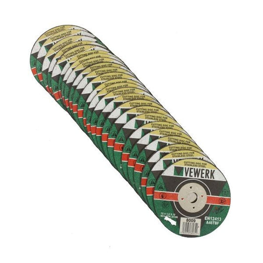 VEWERK 100 METAL CUTTING DISCS - 75 X 1.6 X 10MM (4 X PK 25) - SBW Trading Limited