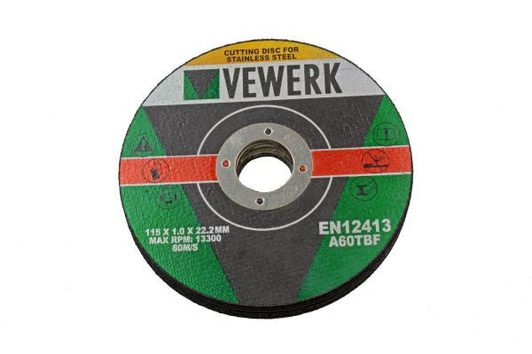VEWERK BOX 400 - 115 X 1.0 X 22.2MM CUTTING DISC FOR S/STEEL - SBW Trading Limited
