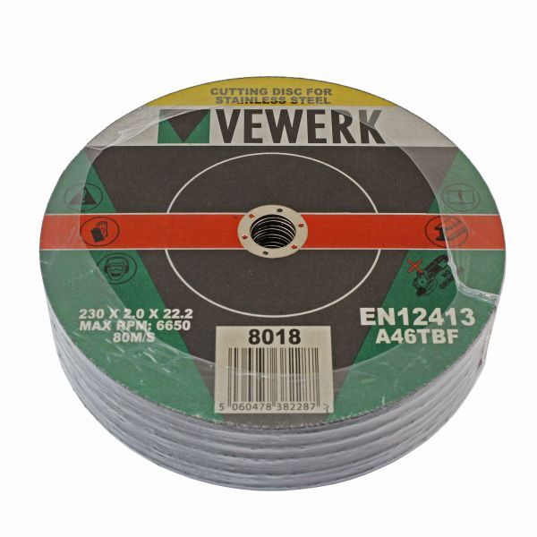 VEWERK 25 PACK - 230 X 2 X 22MM METAL CUTTING DISCS - SBW Trading Limited
