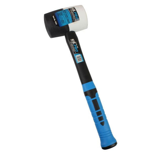 US PRO 32OZ WHITE / BLACK RUBBER MALLET WITH FIBREGLASS HANDLE - SBW Trading Limited