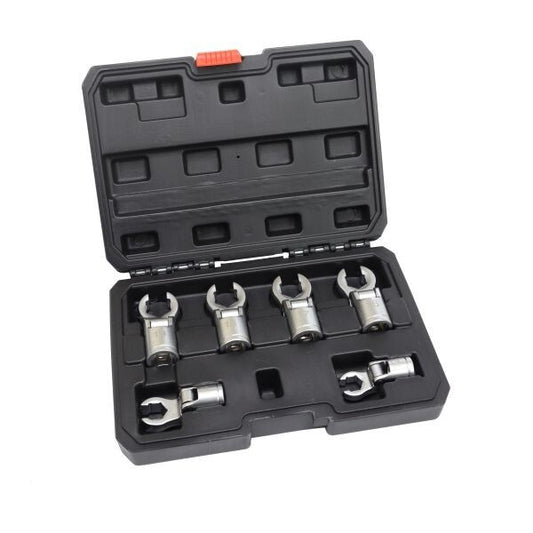 US PRO 6PC 3/8" DR FLEXIBLE CROWS FOOT WRENCH SET FLARE NUT OPEN HEX TOOLS - SBW Trading Limited