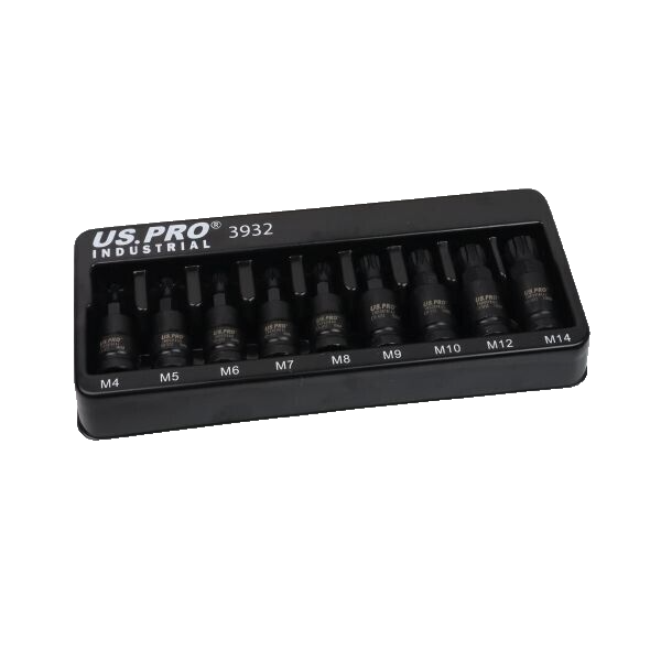 US PRO INDUSTRIAL 9PC 3/8" DR IMPACT SPLINE BIT SOCKETS - SBW Trading Limited
