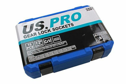 US PRO 19PC 1/2" DR GEAR LOCK SOCKETS 8 - 32MM - SBW Trading Limited