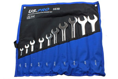 US PRO 10PC WHITWORTH COMBINATION SPANNER SET 1/8" - 11/16" - SBW Trading Limited