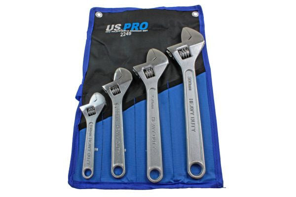US PRO 4PC ADJUSTABLE WRENCH SET CHROME FINISH - SBW Trading Limited