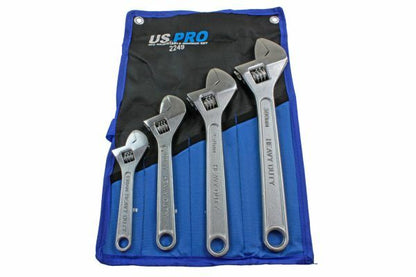 US PRO 4PC ADJUSTABLE WRENCH SET CHROME FINISH - SBW Trading Limited