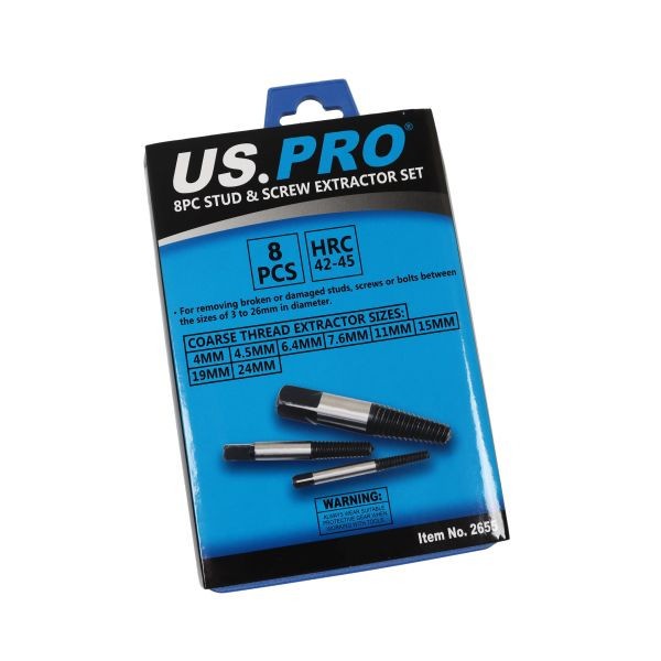 US PRO 8PC STUD & SCREW EXTRACTOR SET 3 - 26MM - SBW Trading Limited