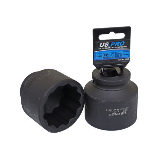 US PRO - SINGLE 3/4" DR 55MM 12PT IMPACT SOCKET - SBW Trading Limited