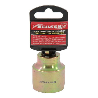 Diesel Fuel Filter Socket 32mm Ford Transit Custom MK8 2.0TDCi 2016  1/2" Drive - SBW Trading Limited