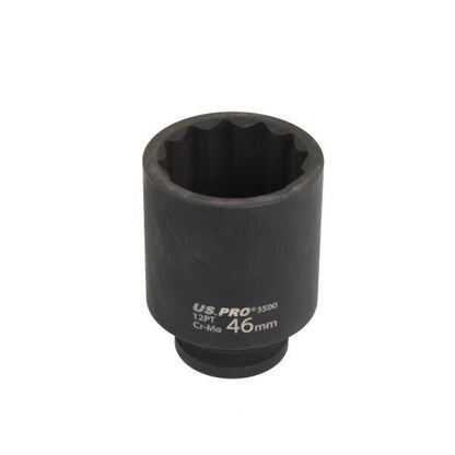 US PRO 46MM X 1/2" DEEP IMPACT SOCKET - 12 POINT 85MM LONG - SBW Trading Limited