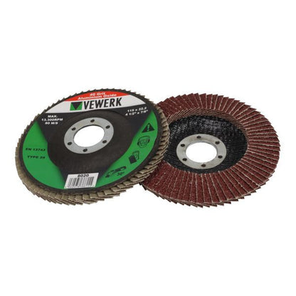 VEWERK A40T29 FLAP DISCS 40 GRIT OXIDE - PACK 10 (115X22.2) - SBW Trading Limited