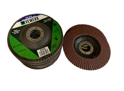 VEWERK FLAP DISCS 120 GRIT OXIDE - PACK 10 (115X22.2) - SBW Trading Limited