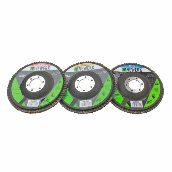 VEWERK FLAP DISCS MIXED GRIT OXIDE - PACK 10 (115 X 22.2) - SBW Trading Limited