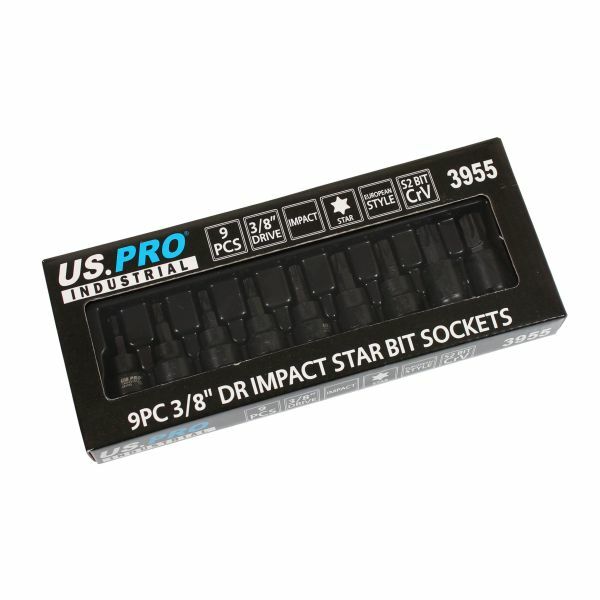 US PRO INDUSTRIAL 9PC 3/8" DR IMPACT STAR BIT SOCKETS - SBW Trading Limited