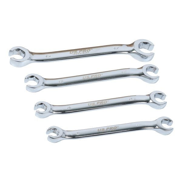 US PRO INDUSTRIAL 4PC 6PT FLARE NUT WRENCH SET IN EVA TRAY - SBW Trading Limited