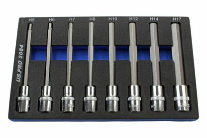 US PRO 8PCS 1/2â€ DR. LONG HEX BIT SOCKET SET - SBW Trading Limited