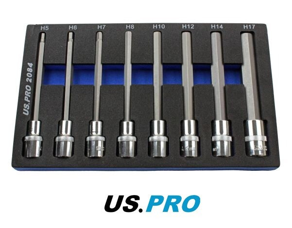 US PRO 8PCS 1/2â€ DR. LONG HEX BIT SOCKET SET - SBW Trading Limited
