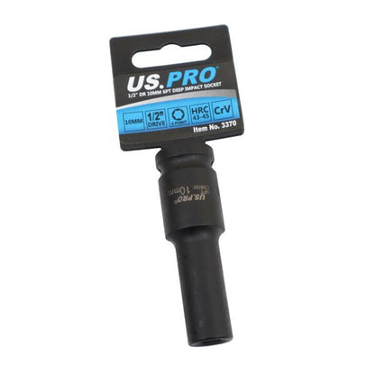 US PRO - SINGLE 1/2" DR 10MM 6PT DEEP IMPACT SOCKET - SBW Trading Limited