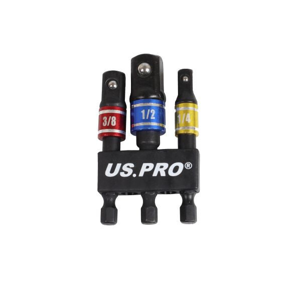 US PRO BOX 12 - 3PC IMPACT DRIVER COLOUR CODED SOCKET ADAPTORS - SBW Trading Limited
