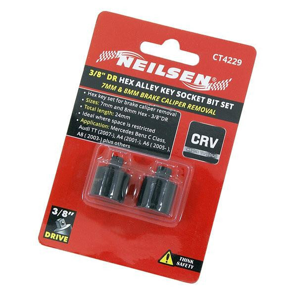 BRAKE CALIPER BOLT SOCKET SET 7mm & 8mm Hex Stubby 3/8" Drive Short Allen Keys - SBW Trading Limited