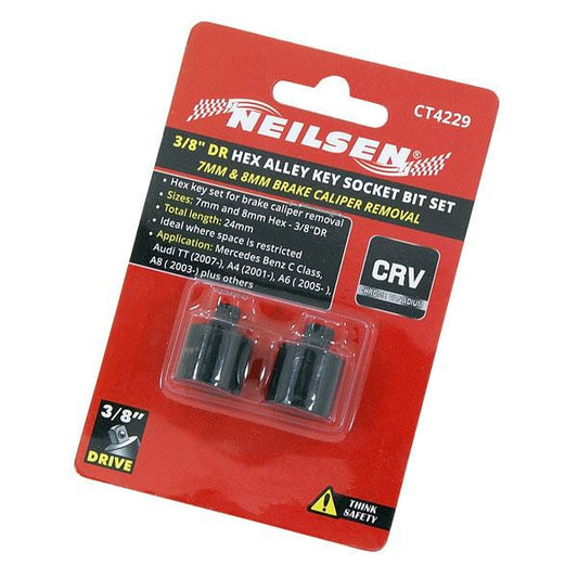 BRAKE CALIPER BOLT SOCKET SET 7mm & 8mm Hex Stubby 3/8" Drive Short Allen Keys - SBW Trading Limited