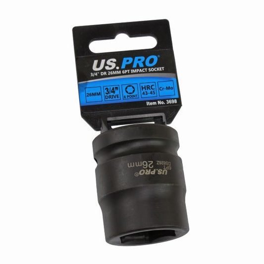 US PRO - SINGLE 3/4" DR 26MM 6PT IMPACT SOCKET - SBW Trading Limited