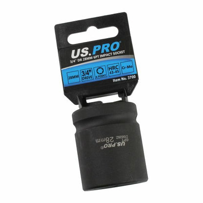 US PRO - SINGLE 3/4" DR 28MM 6PT IMPACT SOCKET - SBW Trading Limited
