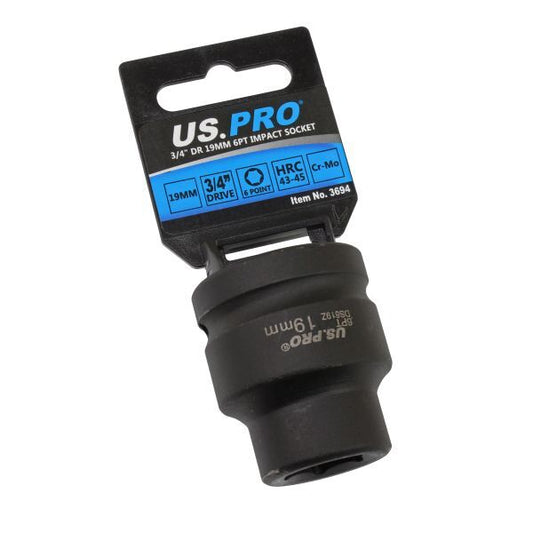 US PRO - SINGLE 3/4" DR 19MM 6PT IMPACT SOCKET - SBW Trading Limited