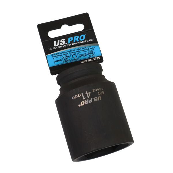 US PRO - SINGLE 1/2" DR 41MM 6PT THIN WALL HUB NUT SOCKET - SBW Trading Limited