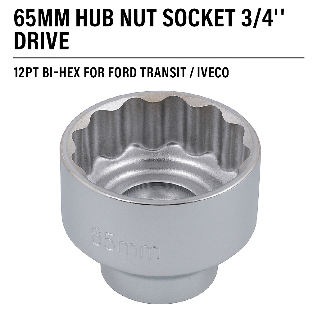 65MM HUB NUT SOCKET 3/4" Drive 12 PONT bi hex design for IVECO / FORD TRANSIT
