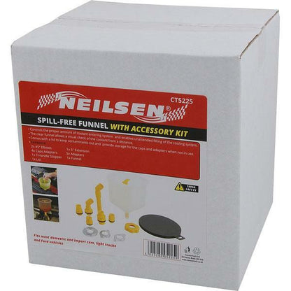 SPILL FREE CLEAR FUNNEL WITH ACCESSORY KIT RADIATOR COOLING COOLANT FLUID SYSTEM - SBW Trading Limited