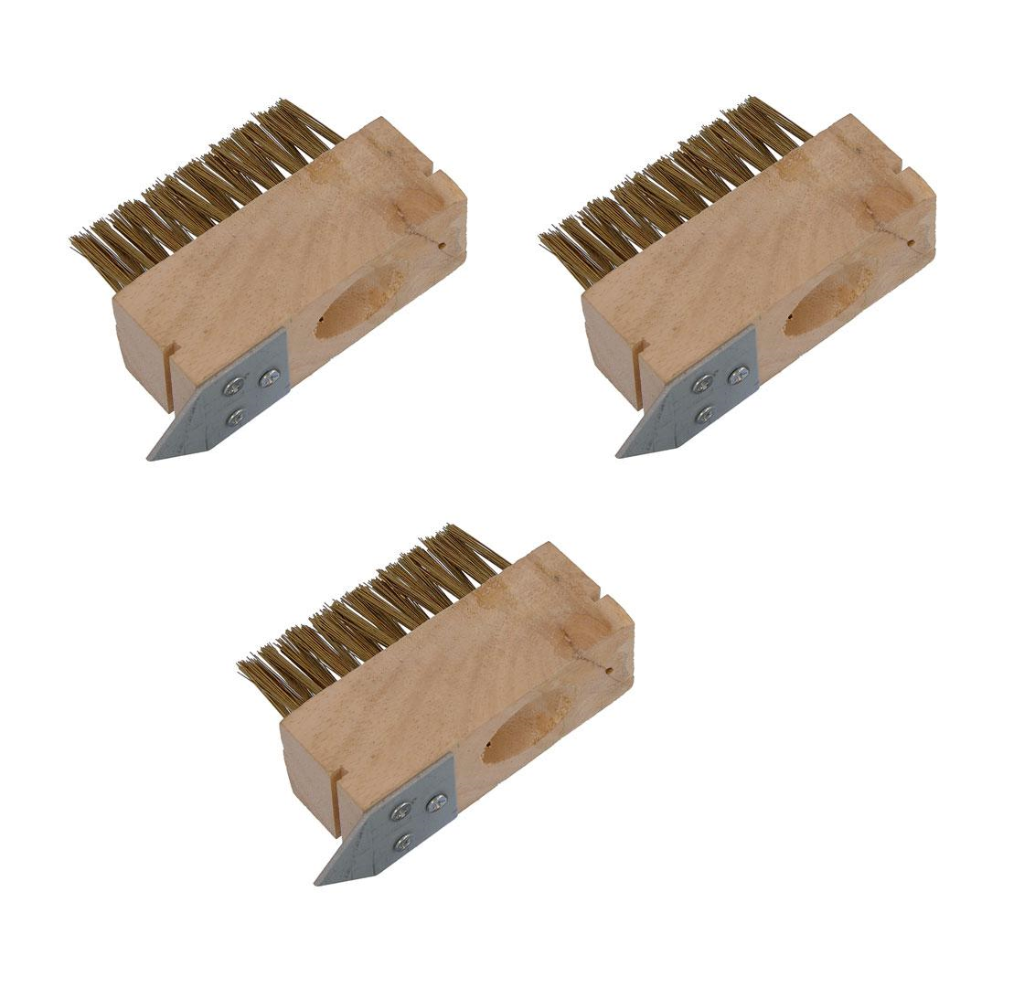 3 X PATIO DRIVE BLOCK PAVING WIRE HEAD BRUSH METAL RAKE SPIKE WEED SCRAPER - SBW Trading Limited