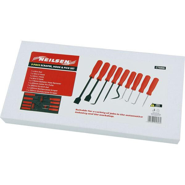 9pc Mechanics Scraper Hook And Pick Set O Ring Gasket Removal Tools - SBW Trading Limited
