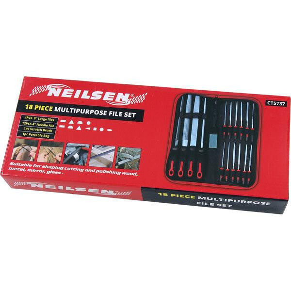 Neilsen 18pc Metal File & Needle Set Round Flat Half Round Triangular Square - SBW Trading Limited