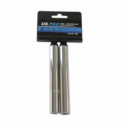 US PRO 10MM + 12MM EXTRA DEEP GLOW PLUG SOCKETS 6PT 3/8" DR - SBW Trading Limited
