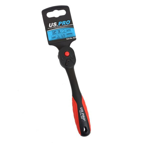 US PRO 1/4" DR 72T RATCHET WITH COMPOSITE HANDLE - SBW Trading Limited