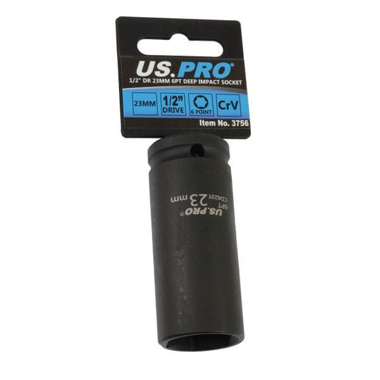 US PRO - SINGLE 1/2" DR 23MM 6PT DEEP IMPACT SOCKET - SBW Trading Limited