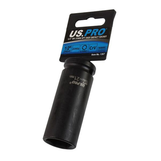 US PRO - SINGLE 1/2" DR 21MM 6PT DEEP IMPACT SOCKET - SBW Trading Limited