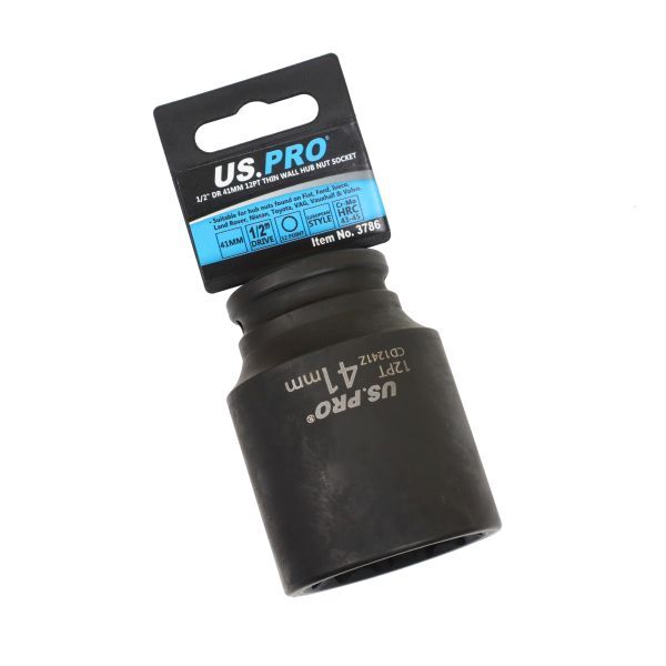 US PRO - SINGLE 1/2" DR 41MM 12PT THIN WALL HUB NUT SOCKET - SBW Trading Limited