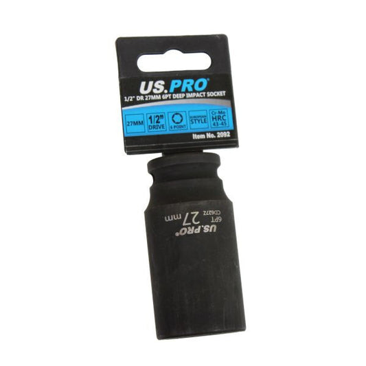 US PRO - SINGLE 1/2" DR 27MM 6PT DEEP IMPACT SOCKET - SBW Trading Limited
