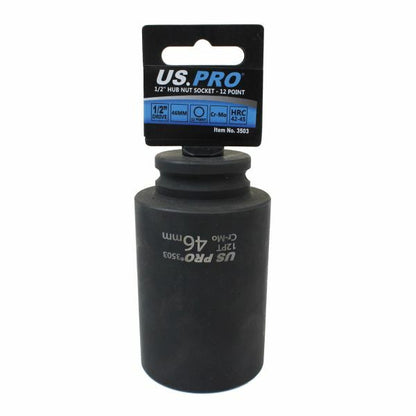 US PRO BOX 4 - 46MM HUB NUT SOCKET - 12 POINT 1/2" DR 100MM LONG - SBW Trading Limited