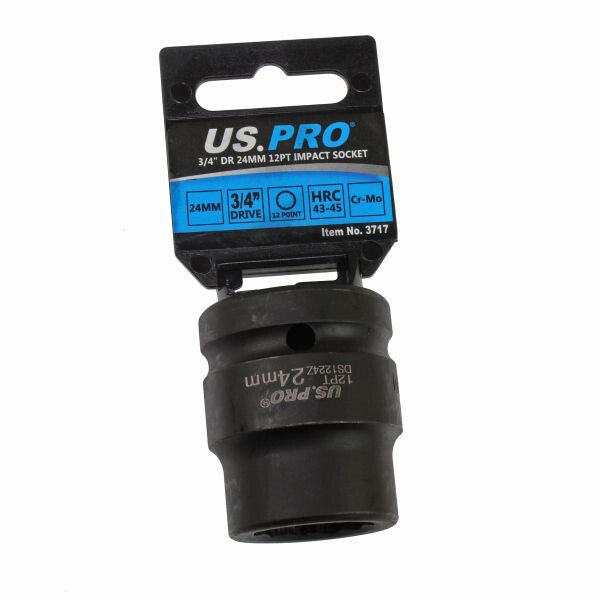 US PRO - SINGLE 3/4" DR 24MM 12PT IMPACT SOCKET - SBW Trading Limited