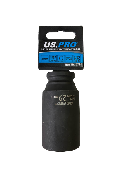 US PRO - SINGLE 1/2" DR 29MM 12PT DEEP IMPACT SOCKET - SBW Trading Limited