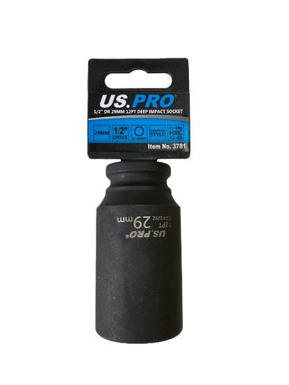 US PRO - SINGLE 1/2" DR 29MM 12PT DEEP IMPACT SOCKET - SBW Trading Limited